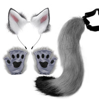 Kemonomimi Fox Ears & Plush Tail with Paw Gloves – Cute Halloween Cosplay Accessories