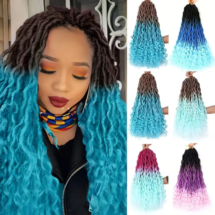 Curly Faux Locs Crochet Hair for Black Women 20In New Goddess Locs Crochet Hair With Curly Ends Ombre Blue Wavy Faux Locs Synthe