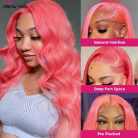 Glueless Pink Wig 13x4 13x6 HD Transparent Lace Front Wig Body Wave Lace Wigs For Women 613 Colored Lace Front Human Hair Wigs