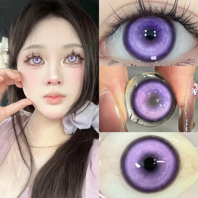 KSSEYEY Helloween Hot Selling 2pcs Colored Contact Lenses Green Eye Lens Yearly Cosplay Blue Makeup Degree 0 to -8.00 Anime Lens