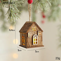 Christmas LED Light Wooden House Luminous Cabin Christmas Decorations Home Decor Night Lamp Pendant Prop LED Candle Gift