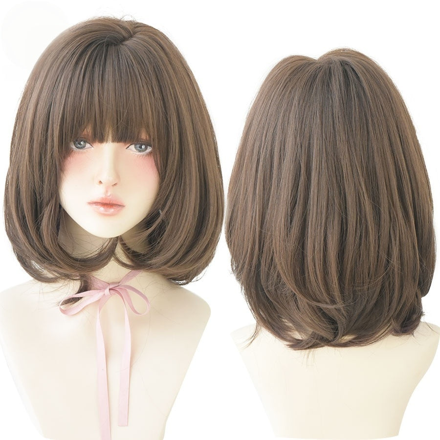 Short Black Bob Wig with Bangs – Synthetic Heat-Resistant Daily Wear Wig
