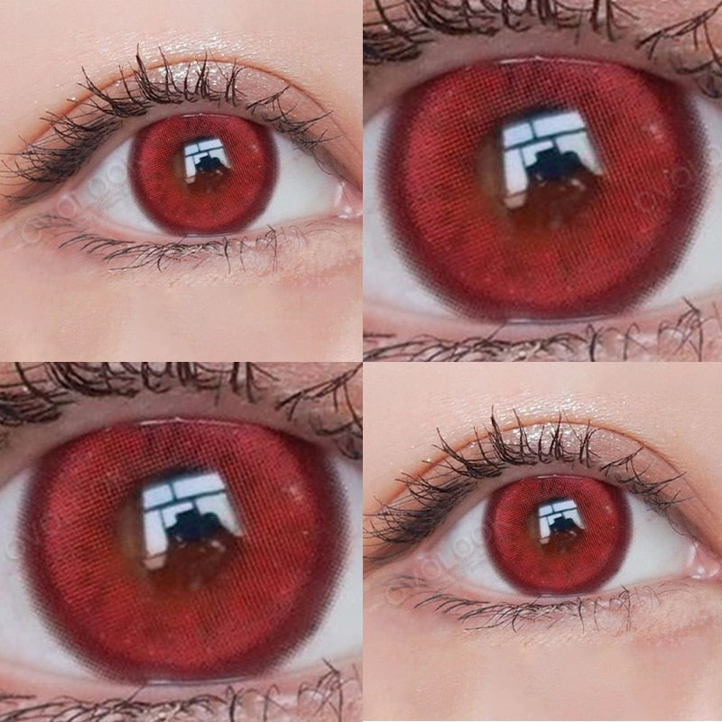 OVOLOOK-1 Pair/2pcs Vampire Lenses Sick Mary Red Cosplay Contact Lenses for Eyes Anime Colored Eye Lenses for Myopia Yearly Use
