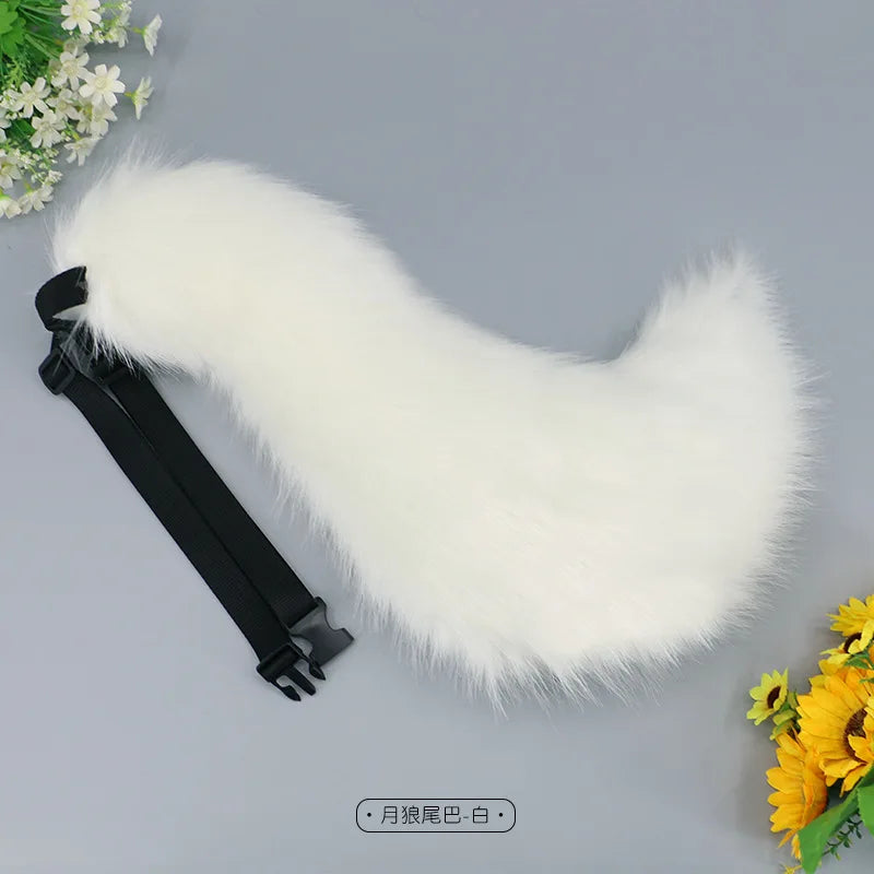 Kwaii Tail Girl Plush Cosplay Props Faux Fur Wolf Tail Women Lolita Cosplay Animal Tails Halloween Party Simulation Animal Tails