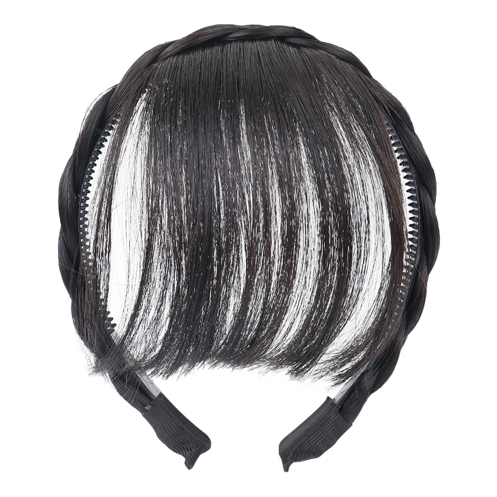 Clip-In Bangs Headband – Synthetic Fake Fringe Hair Extension with Invisible Natural Clips for Women