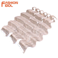 24 Inch Body Wave Crochet Hair – Synthetic Ombre Blonde Goddess Crochet Braids Natural Wavy Extensions