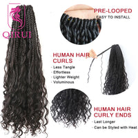 Boho Box Braids with Human Hair Curls – Pre-Looped