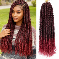 Passion Twist Red Hair 18 Inch Red Burgundy Pre-twisted Passion Twists Crochet Hair Pre-looped Curly synthetic Hair for Women