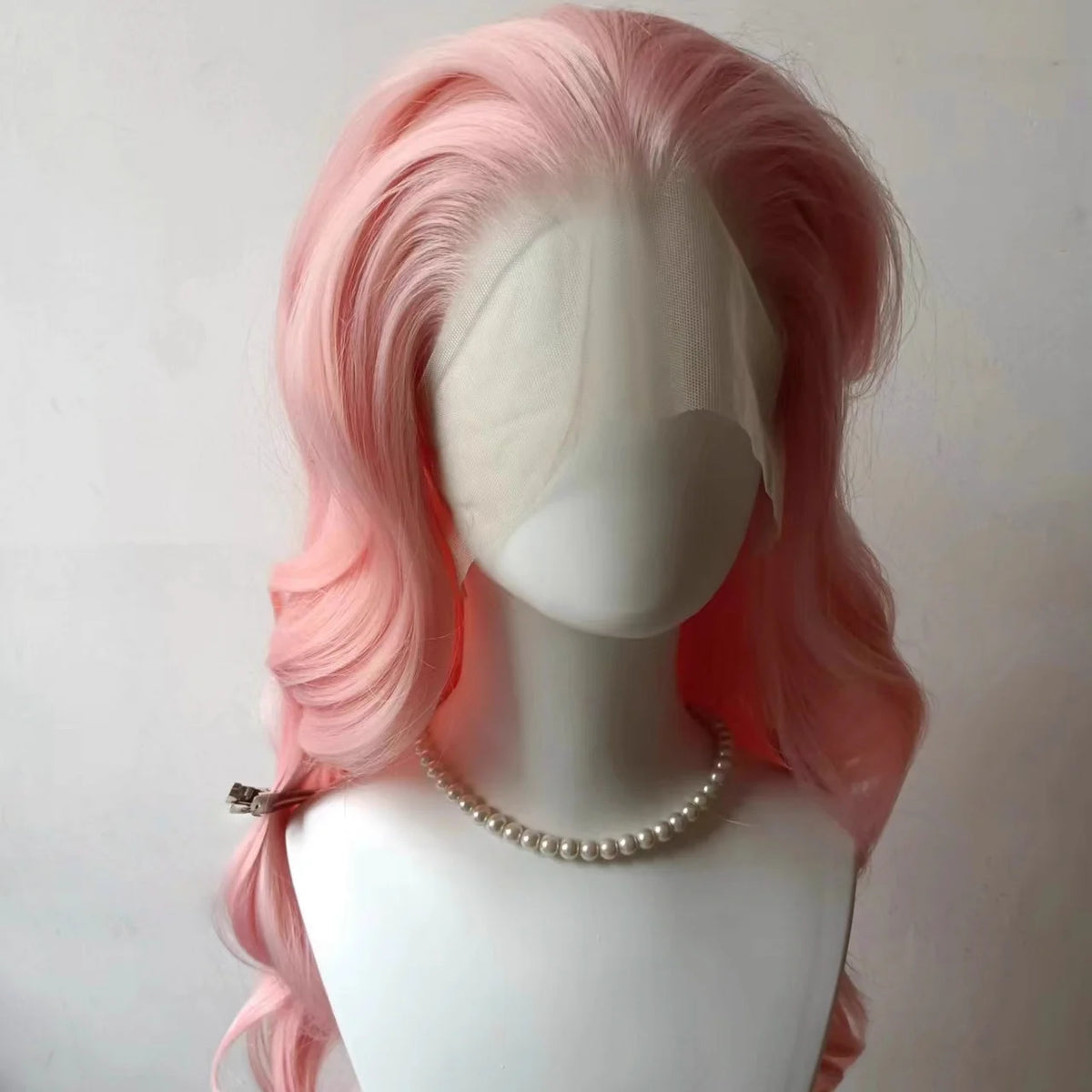Pink Long Wavy Synthetic Wig – 13x4 Lace Front Cosplay Wig for Women