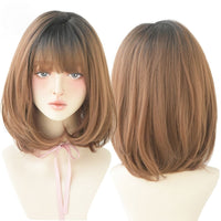 Short Black Bob Wig with Bangs – Synthetic Heat-Resistant Daily Wear Wig