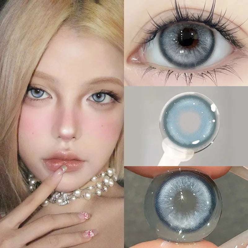 KSSEYE 1 Pair Korean Lenses Colored Contact Lenses  Myopia Beauty Pupil Soft Blue Lens