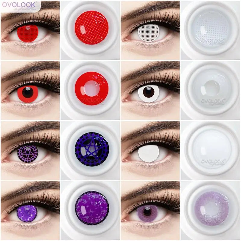 OVOLOOK-1 Pair/2pcs Lenses Cosplay Anime Contact Lenses for Eyes Vision Correction Comestic Myopia Prescription Contact Lenses