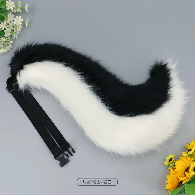 Kwaii Tail Girl Plush Cosplay Props Faux Fur Wolf Tail Women Lolita Cosplay Animal Tails Halloween Party Simulation Animal Tails