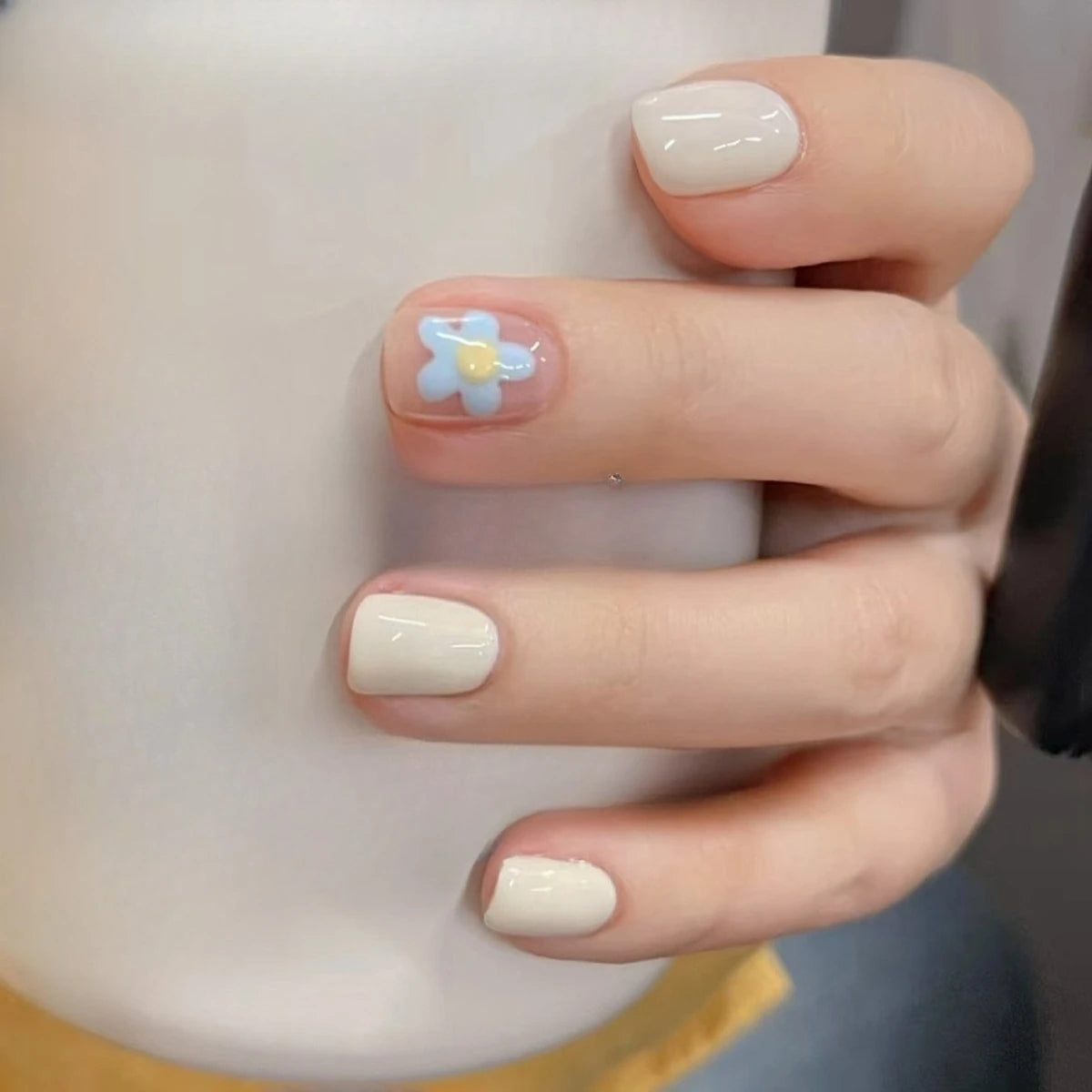 24Pcs Pink Cat Eye Press On Nails – Short Ballet French Style with Bow & Star Designs