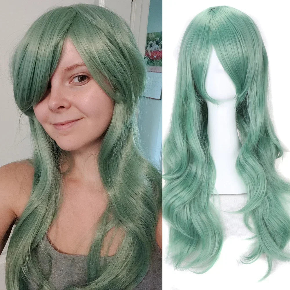 Cosplay Anime Long Wavy Pink Blue Red Blonde Black Green White Brown Cosplay Wig Synthetic Wig