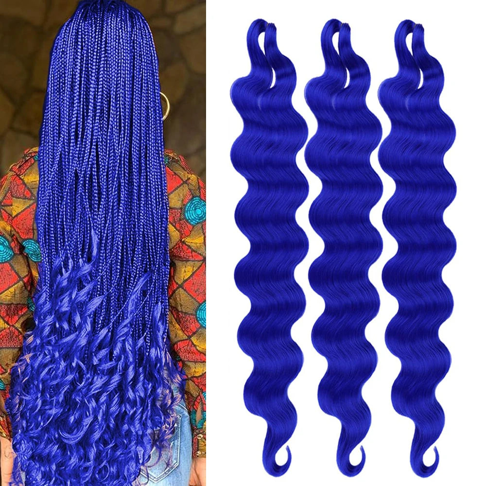 24 Inch Body Wave Braiding Hair French Curl for Goddess Box Braids Crochet Hair Braids Synthetic Hair Extensions（3pcs，T30#）