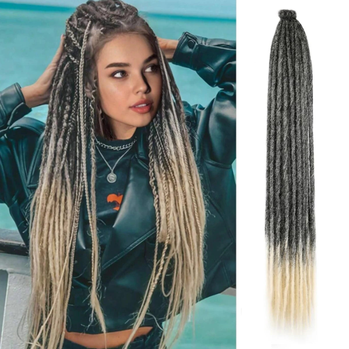 24 Inch Synthetic Dreadlock Extensions – 5 Strands/Pack Handmade Crochet Hair