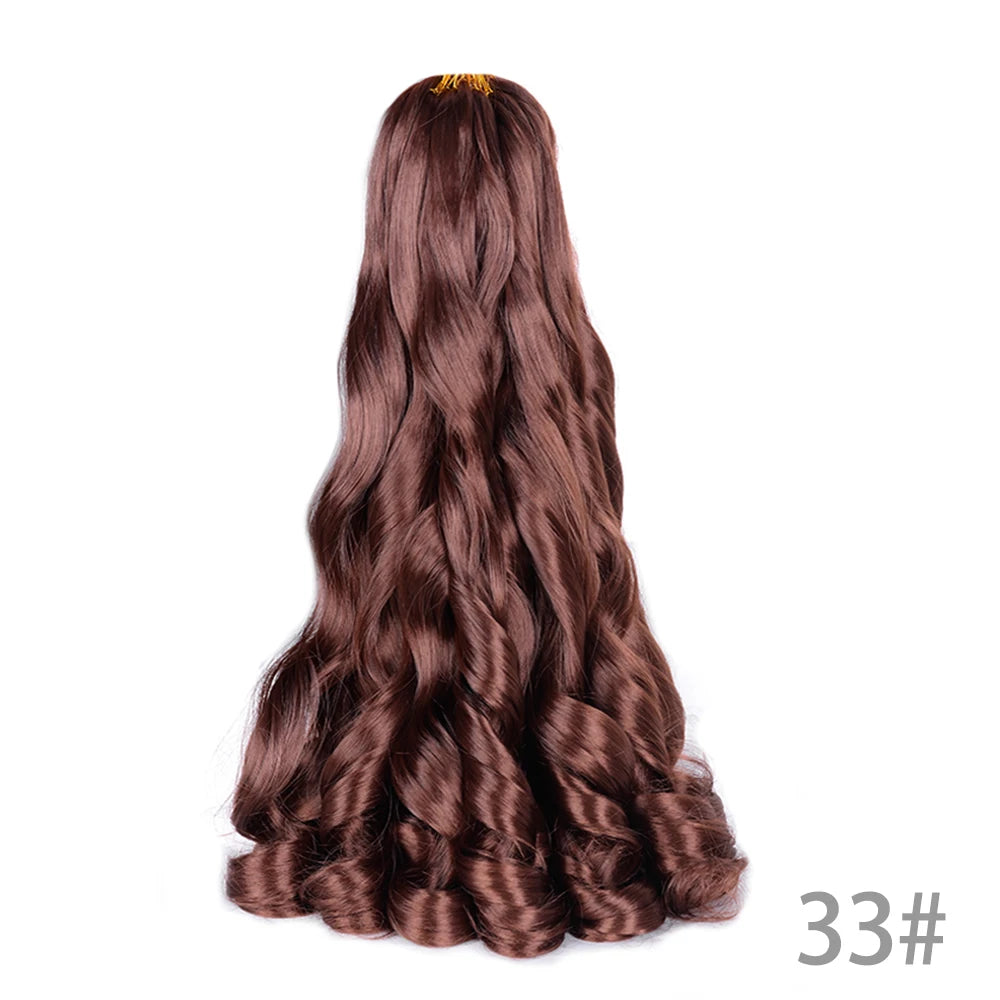 1B/Pink 24" Synthetic French Curly Braiding Hair Pre Stretched Loose Wavy Spiral Curl Crochet Braids Hair Extensions for Women