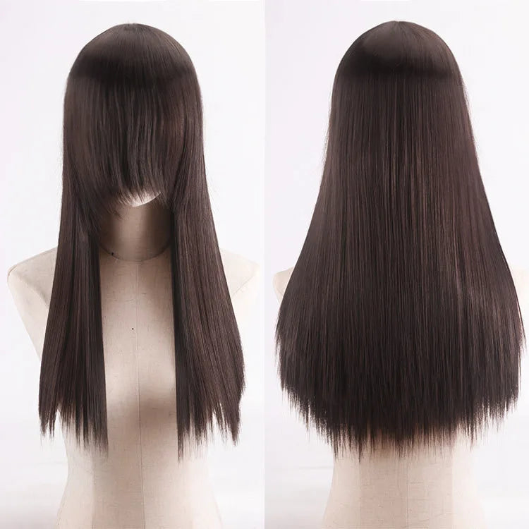 Cosplay Synthetic Wig 60cm Long Straight Curly Hairpiece Thickened High Temp Fiber Rainbow Color Rose Cap Party Halloween