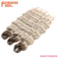 24 Inch Synthetic Hair Water Wave Braiding Hair Extensions Ombre Blonde Deep Wave Afro Curl Twist Crochet Hair for Women