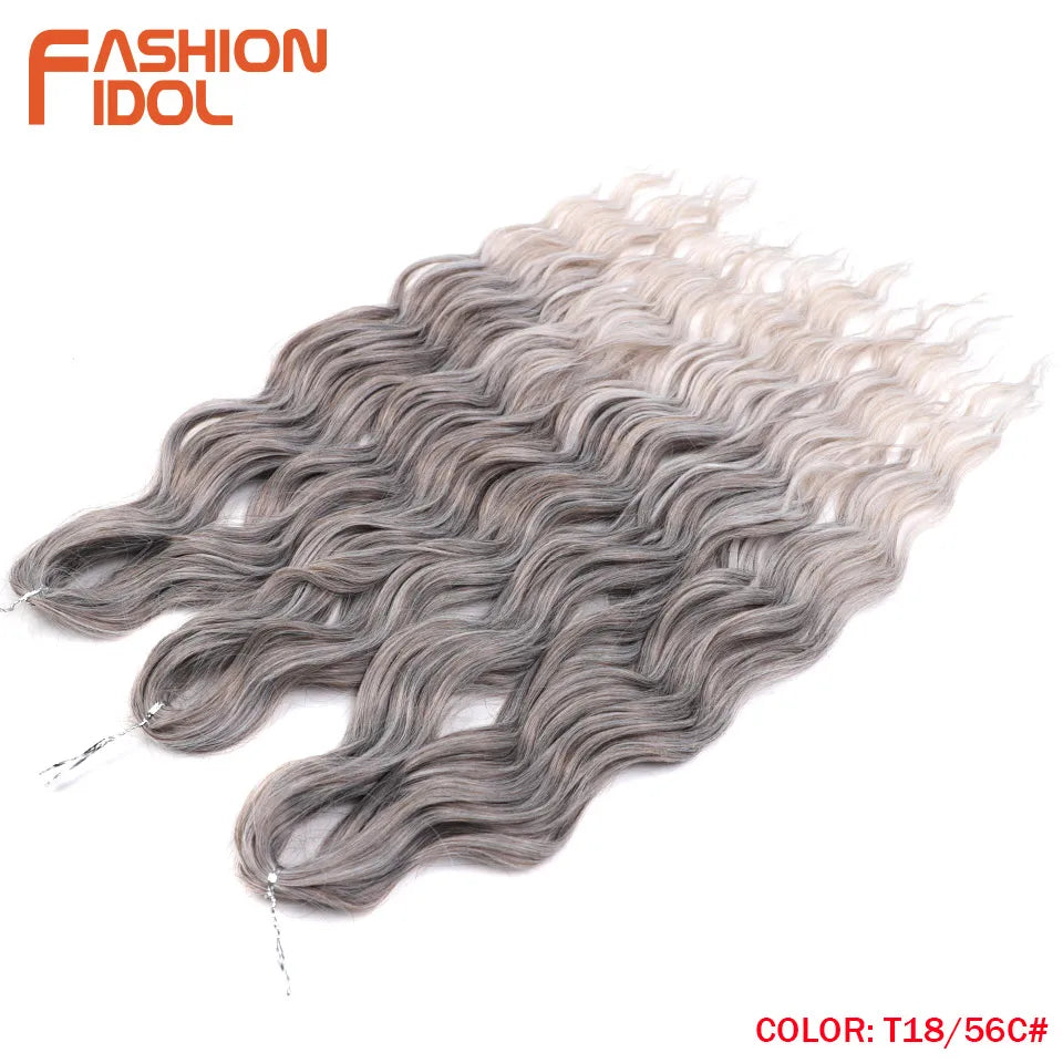 24 Inch Synthetic Hair Water Wave Braiding Hair Extensions Ombre Blonde Deep Wave Afro Curl Twist Crochet Hair for Women
