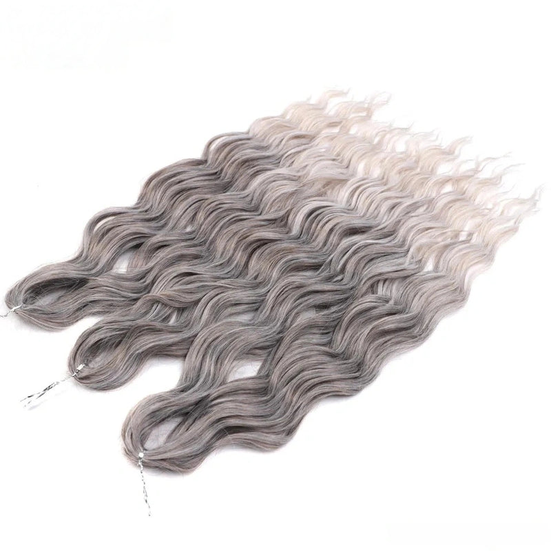Water Wave Ombre Blonde Braiding Hair Extensions – Deep Wave Afro Curl Crochet for Women