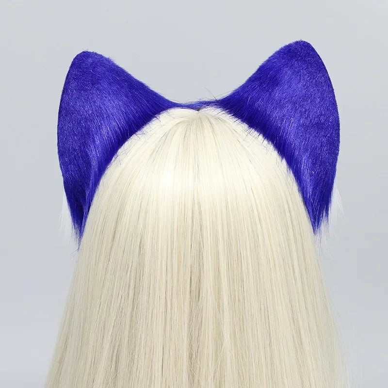 New Game Hedgehog Anime Cosplay Headband Blue Cat Ears Headwear Plush Lolita Headdress Halloween Hair Accessories Cat Ears Prop