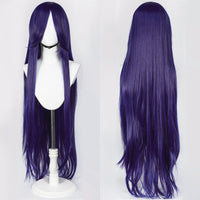 100cm Long Straight Synthetic Wig with Bangs – Pink Purple Cosplay Wig for Women