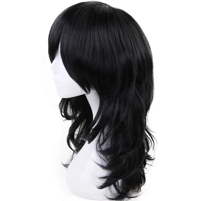Cosplay Wig Long Wavy Bangs Synthetic Hair Black Wigs For Women Men Dress Up Wig For Anime Costume Party Wig For Halloween Wig