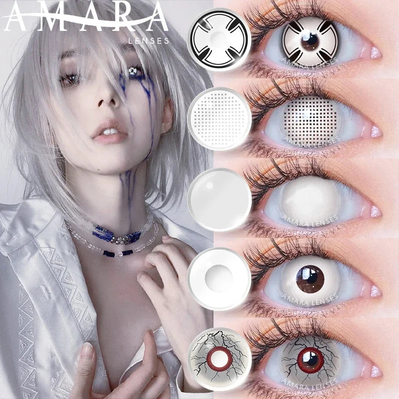 AMARA Cosplay White Color Contact Lenses Halloween Contact Lenses Eye Christmas Party