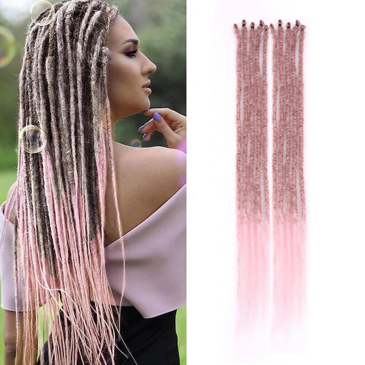 24 Inch Synthetic Dreadlock Extensions – 5 Strands/Pack Handmade Crochet Hair