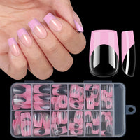 120PCS Acrylic French Press On Nails Medium Square Full Cover Nail Tips – Mixed Sizes, Removable False Nails