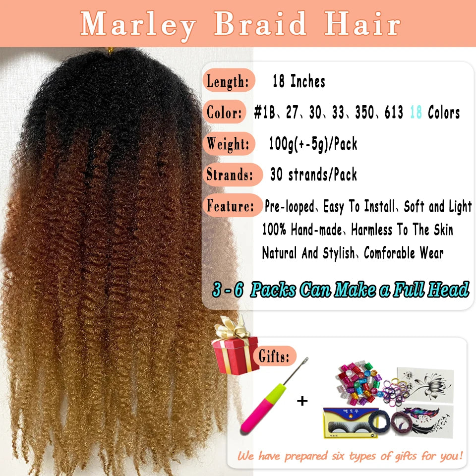 18 Inch Marley Twist Crochet Hair – Ombre Black to Blonde Synthetic Afro Braiding Hair