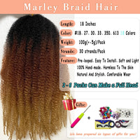 18 Inch Marley Twist Crochet Hair – Ombre Black to Blonde Synthetic Afro Braiding Hair