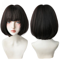Short Black Bob Wig with Bangs – Synthetic Heat-Resistant Daily Wear Wig