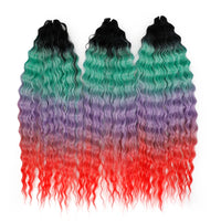 22 Inch Ombre Blonde Rainbow Water Wave Crochet Hair – 300g Synthetic Curly Braiding Extensions