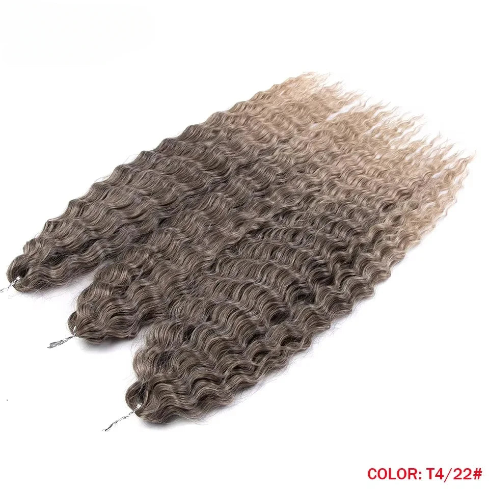 22 Inch Ombre Blonde Rainbow Water Wave Crochet Hair – 300g Synthetic Curly Braiding Extensions