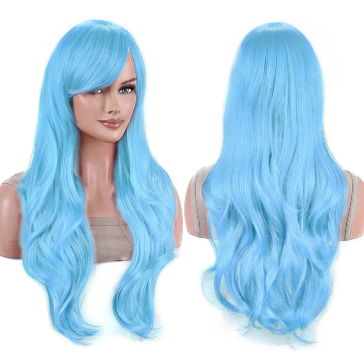 70cm Long Colorful Synthetic Hair Water Wavy Cosplay Wigs with Bangs Costume Wig for Women