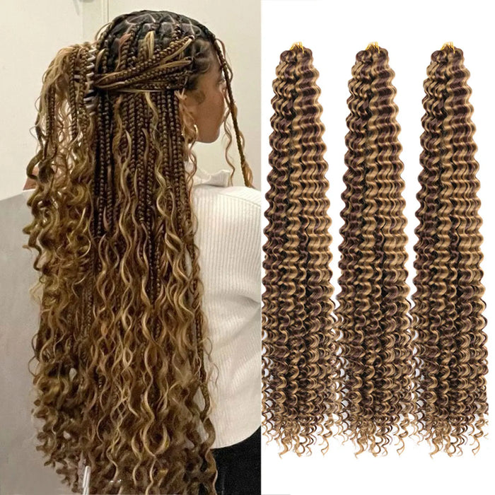 28 Inch Deep Wave Crochet Hair | Synthetic Ocean Wave Braiding Extensions