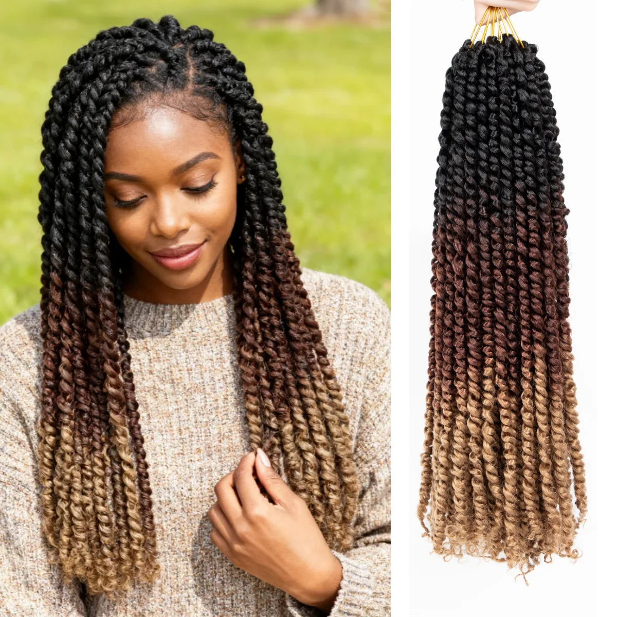 Passion Twist Red Hair 18 Inch Red Burgundy Pre-twisted Passion Twists Crochet Hair Pre-looped Curly synthetic Hair for Women