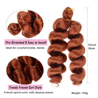 French Curly Crochet Hair Short 12inch Synthetic Braiding Hair Loose Wavy French Curl Braids Extensions for Women