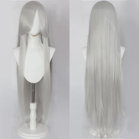 100cm Long Straight Synthetic Wig with Bangs – Pink Purple Cosplay Wig for Women