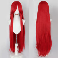 100cm Long Straight Synthetic Wig with Bangs – Pink Purple Cosplay Wig for Women