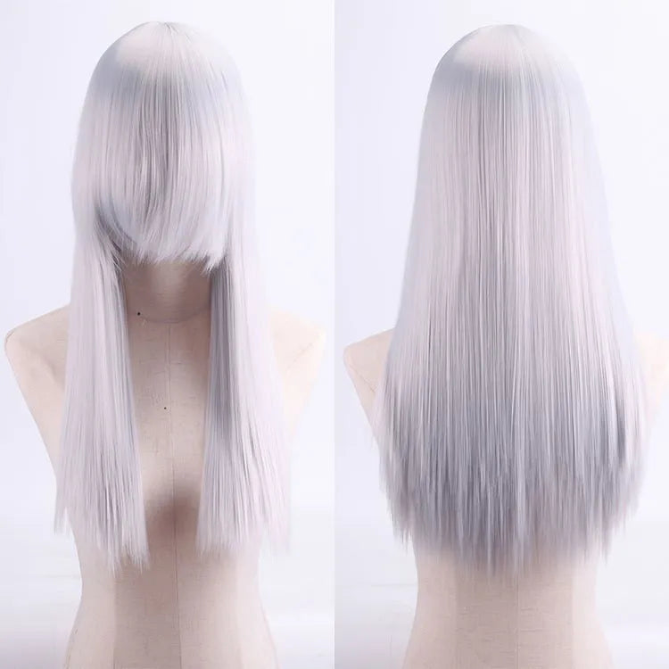 Cosplay Synthetic Wig 60cm Long Straight Curly Hairpiece Thickened High Temp Fiber Rainbow Color Rose Cap Party Halloween