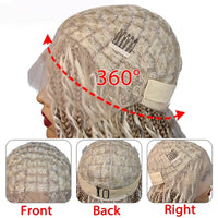 Synthetic Full Lace Bohemian Braid Wig 32 Inch Box Braids Goddess Wig With Curly Hair Ombre Blonde Gradation Cornrow Braided Wig