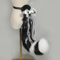 Hand-made Realistic Fluffy Fox Ear Headwear Faux Fur Wolf  Tail Plush Cat Claw Gloves Lolita Anime Exhibition Cosplay Props