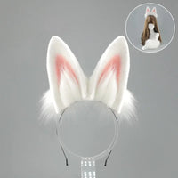 Furry Bunny Ears Headband Lolita Realistic Tail Set Cute Plush Cosplay Animal Tail Props Party Animal Tails Cosplay Costume