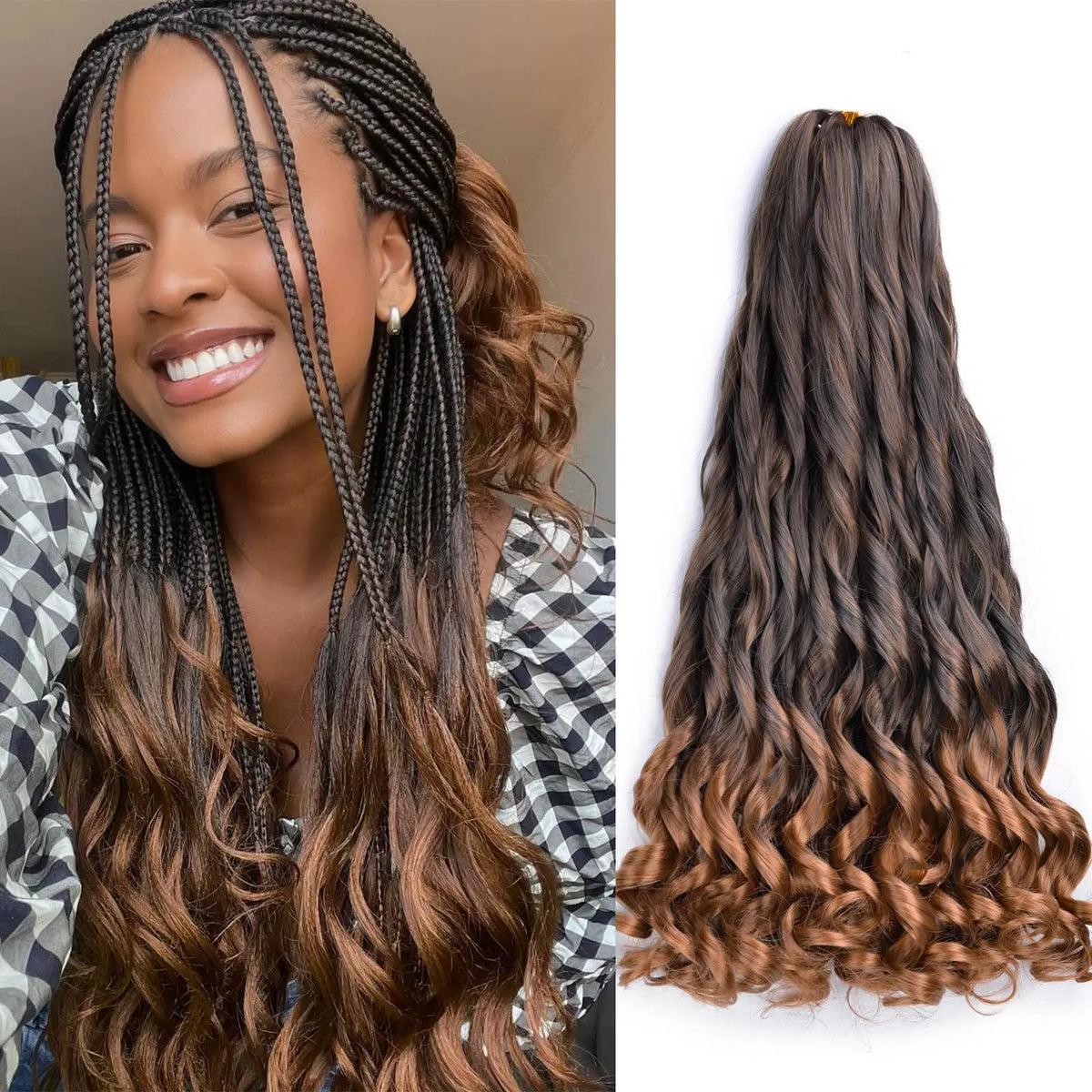 22inch Synthetic Loose Wave Crochet Hair French Curly Braiding Hair Extensions Pre Stretched Curly Crochet hair for Black Women