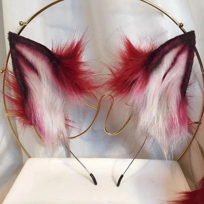 New Red Fox Anime Beast Ear Beast Tail Wolf Ear Cat Ear Headband Custom COSPLAY Hand Made LOL Golden Fox Ears Hair Accessories