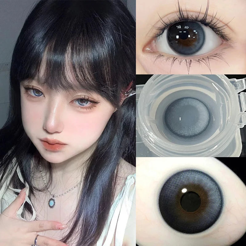 KSSEYE 1 Pair Korean Lenses Colored Contact Lenses  Myopia Beauty Pupil Soft Blue Lens